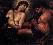 Johann Carl Loth Apollo, Pan, and Marsyas oil painting